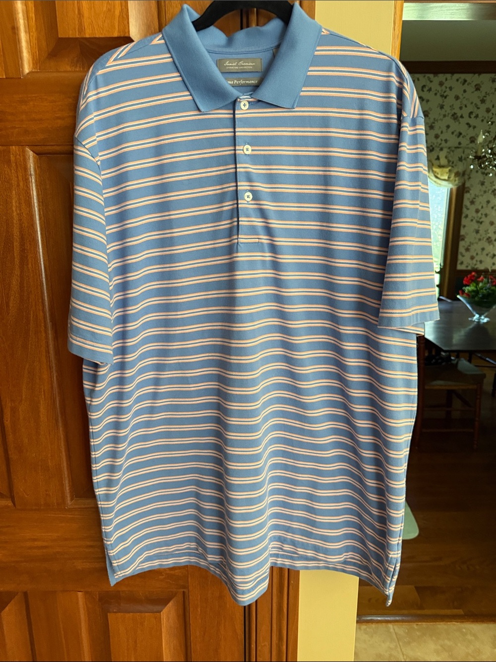 Daniel Cremieux Light Blue and White Striped Polo